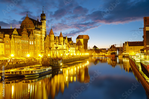 Cityscape of Gdansk in Poland, panorama night city       © Mike Mareen