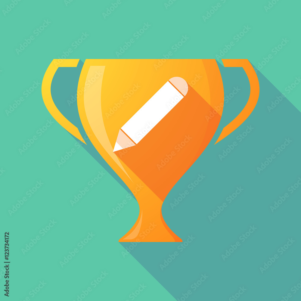 Long shadow gold award cup with a pencil Long shadow gold award cup with a pencil