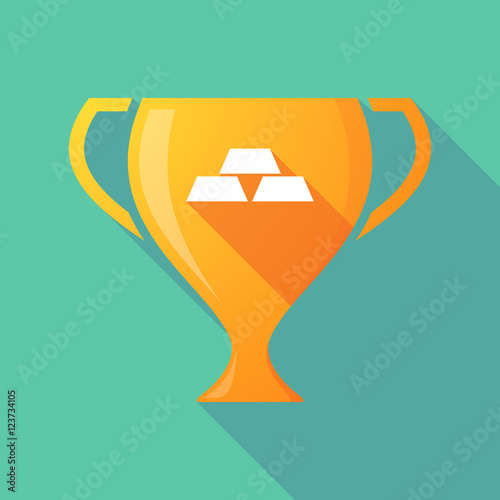 Long shadow gold award cup with three gold bullions
