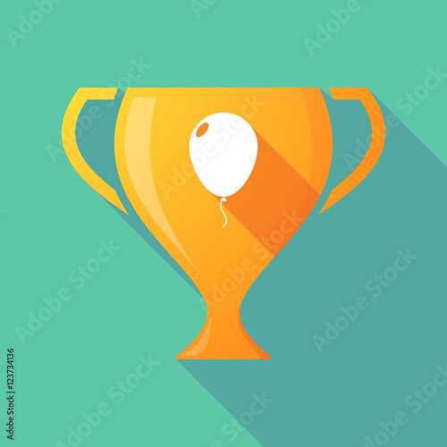 Long shadow gold award cup with a balloon