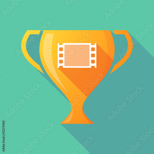 Long shadow gold award cup with a film photogram