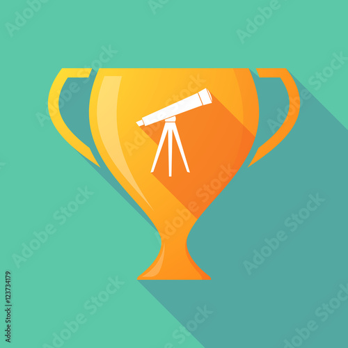 Long shadow gold award cup with a telescope