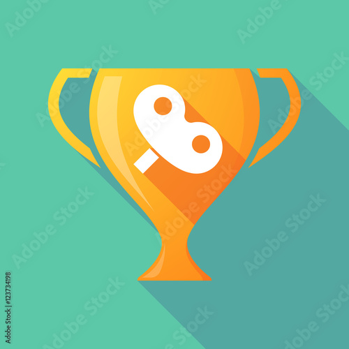 Long shadow gold award cup with a toy crank