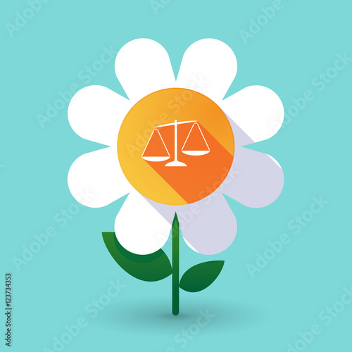 Long shadow daisy flower with  an unbalanced weight scale