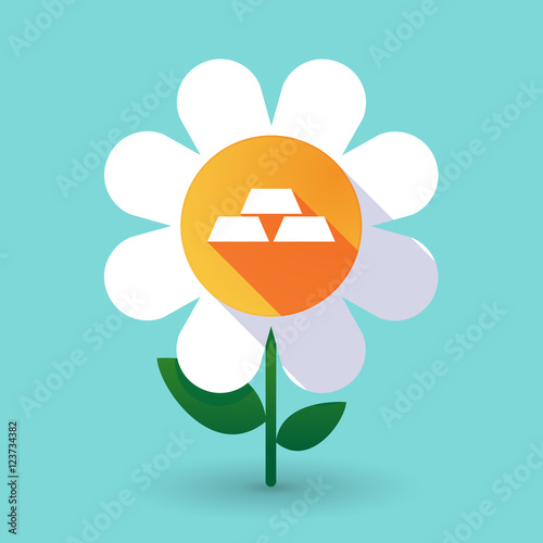 Long shadow daisy flower with three gold bullions