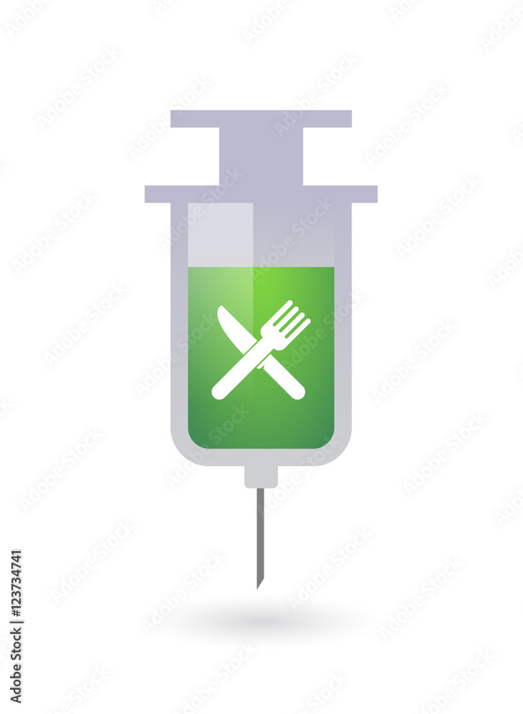 Fototapeta premium Isolated syringe with a knife and a fork