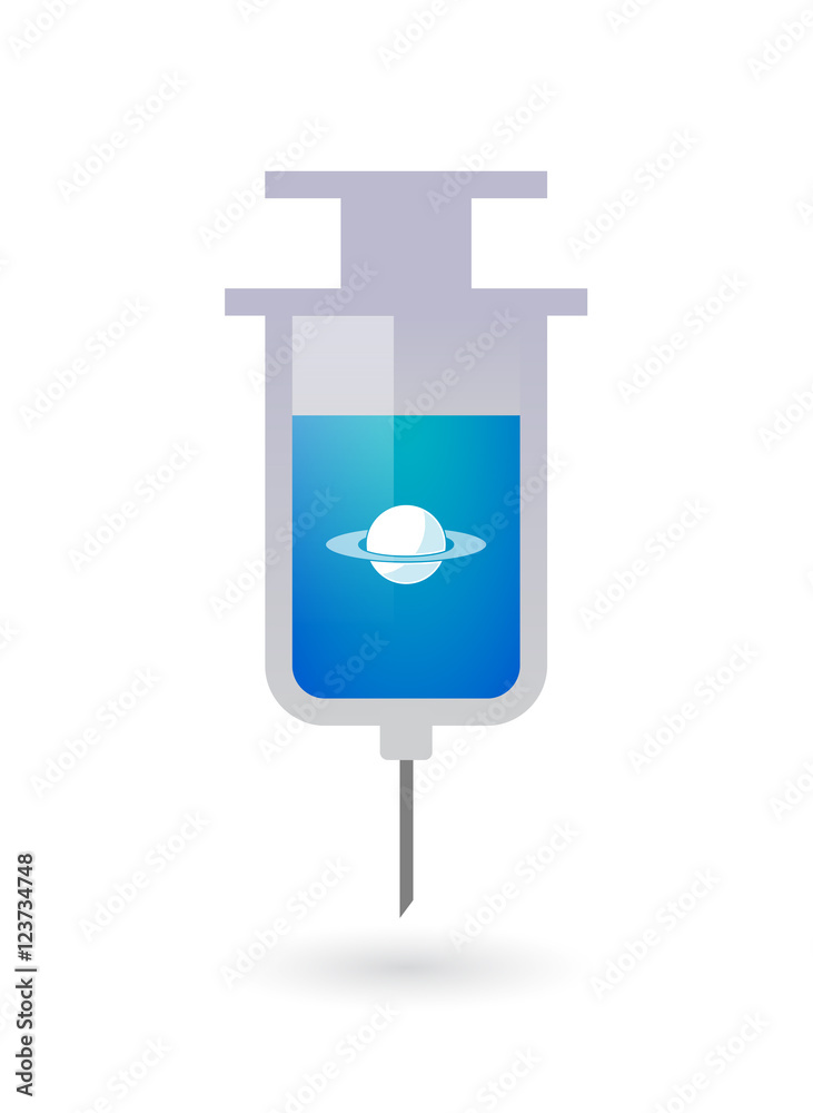 Isolated syringe with the planet Saturn Isolated syringe with the planet Saturn