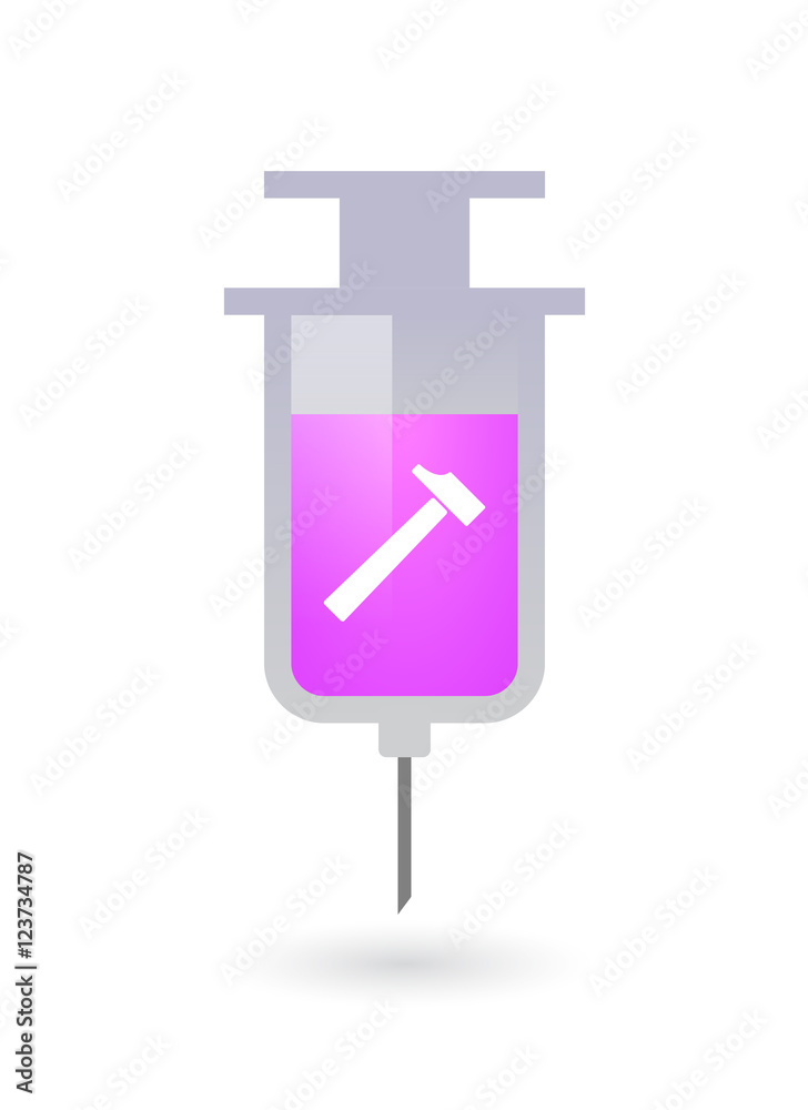 Isolated syringe with a hammer Isolated syringe with a hammer