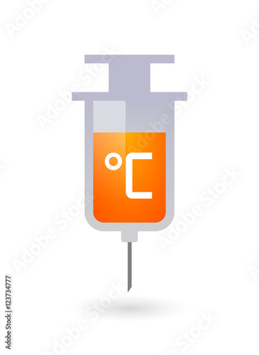 Isolated  syringe with  a celsius degree sign