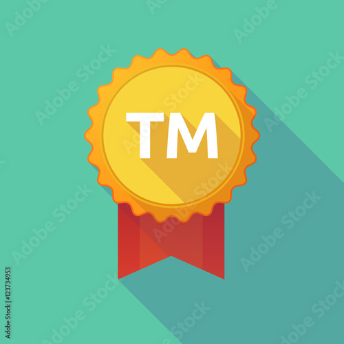 Long shadow badge with    the text TM