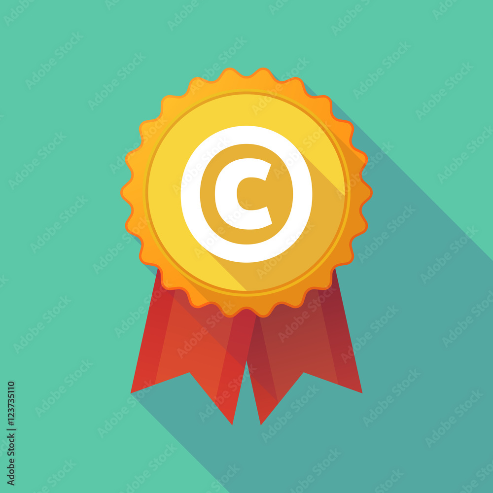 Long shadow badge with the copyright sign Long shadow badge with the copyright sign