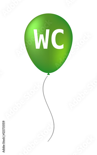 Isolated balloon with    the text WC