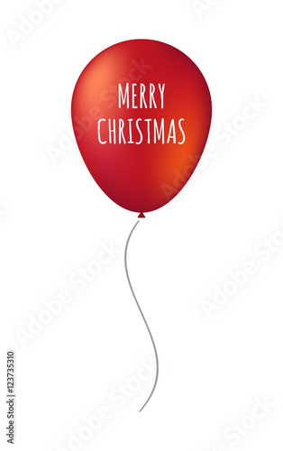 Isolated balloon with    the text MERRY CHRISTMAS