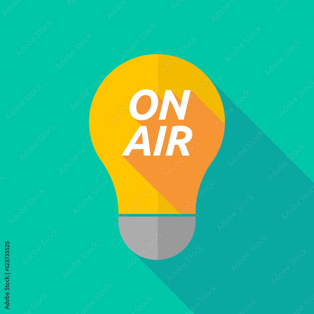Long shadow light bulb icon with the text ON AIR Long shadow light bulb icon with the text ON AIR