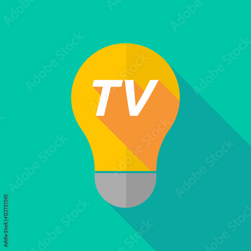 Long shadow light bulb icon with    the text TV