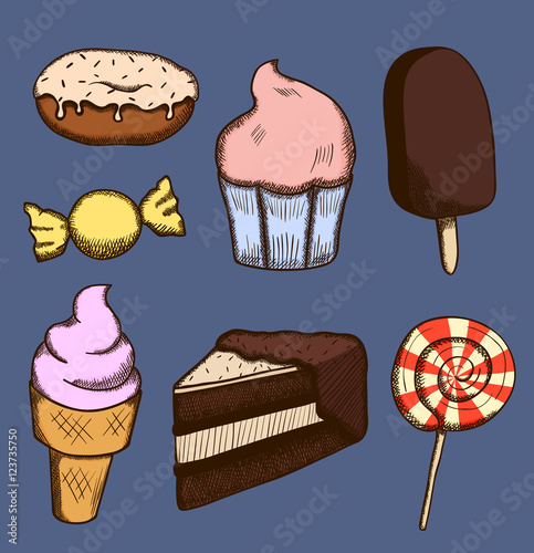 Hand drawn sweets and candies