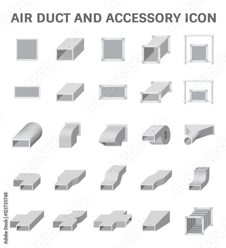 Vector icon of air duct and accessory for air conditioning or HVAC system.