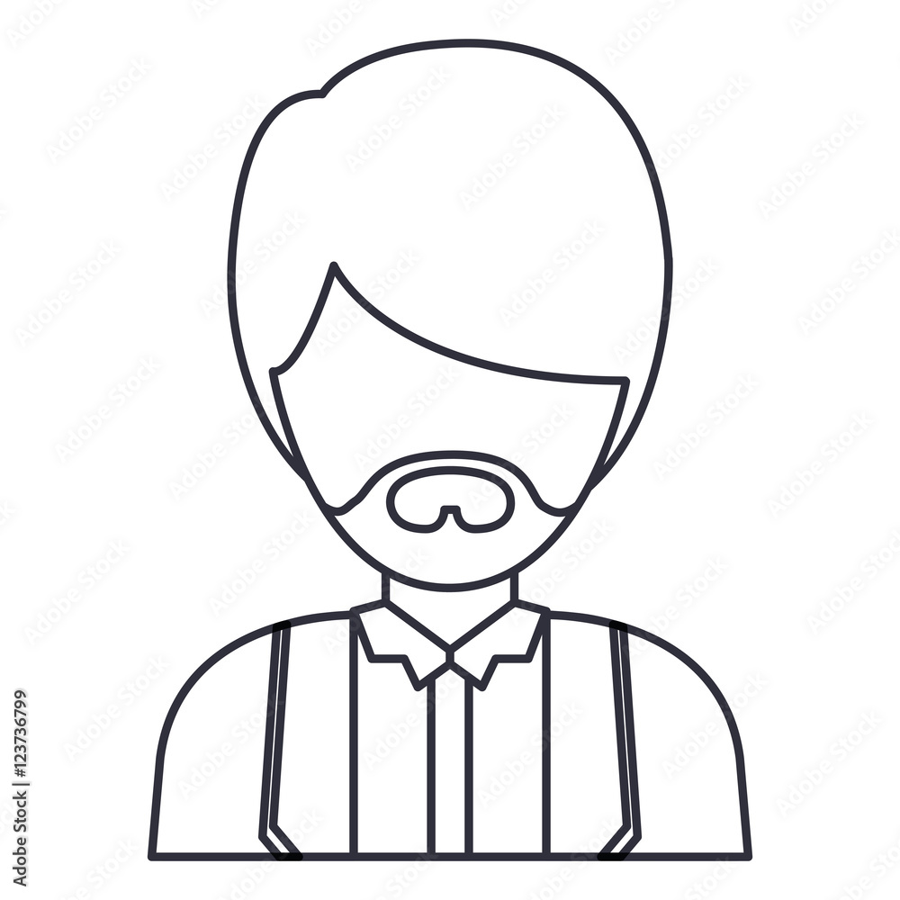 Man cartoon with mustache icon. Avatar people person and human theme. Isolated design. Vector illustration