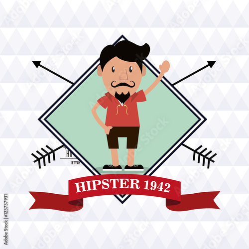 Man cartoon with mustache inside frame icon. Hipster style vintage retro fashion and culture theme. Colorful design. Polygonal background. Vector illustration