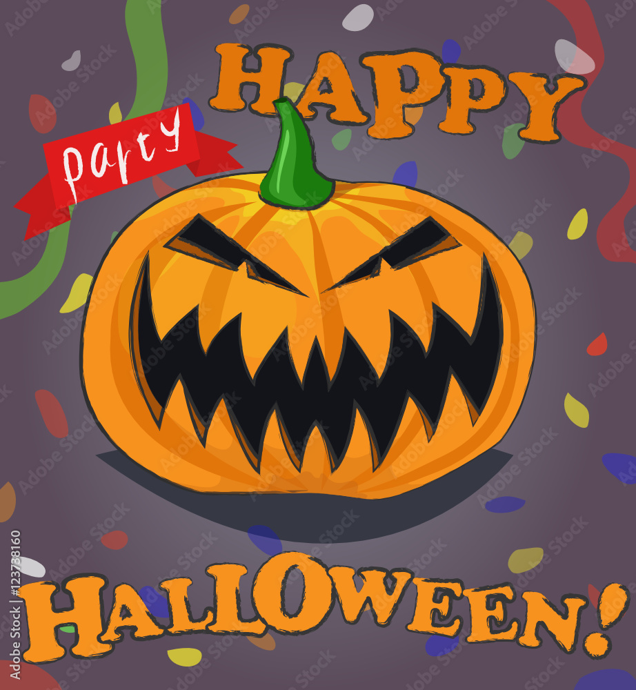 happy halloween. pumpkin sticker happy halloween. pumpkin sticker