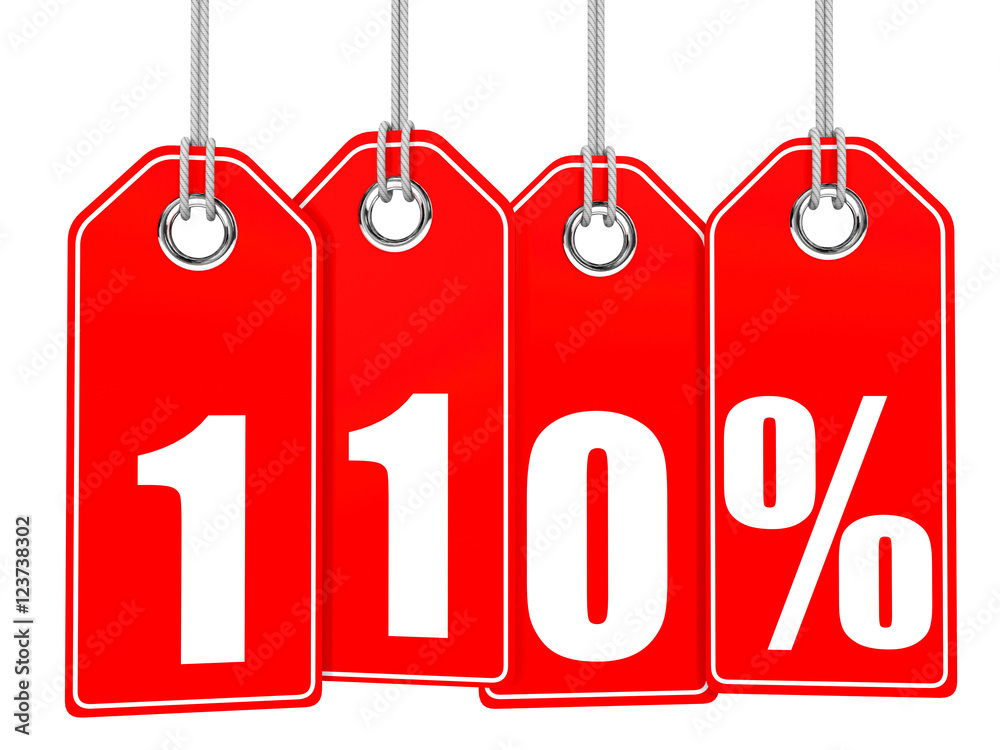 Discount 110 percent off. 3D illustration.