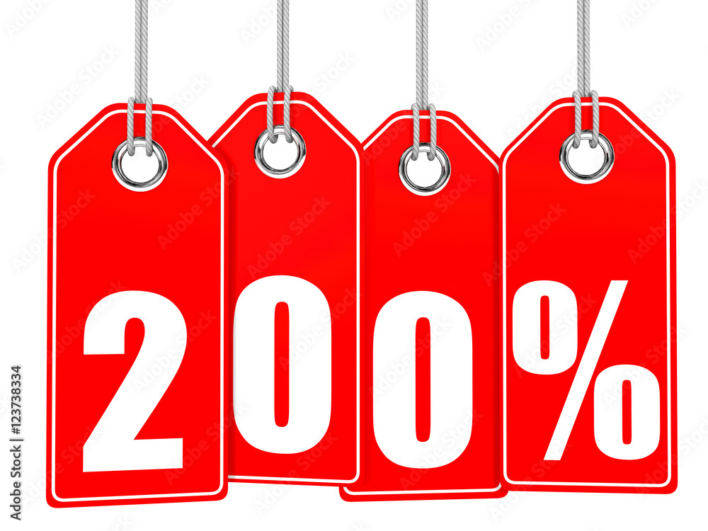 Discount 200 percent off. 3D illustration. Discount 200 percent off. 3D illustration.