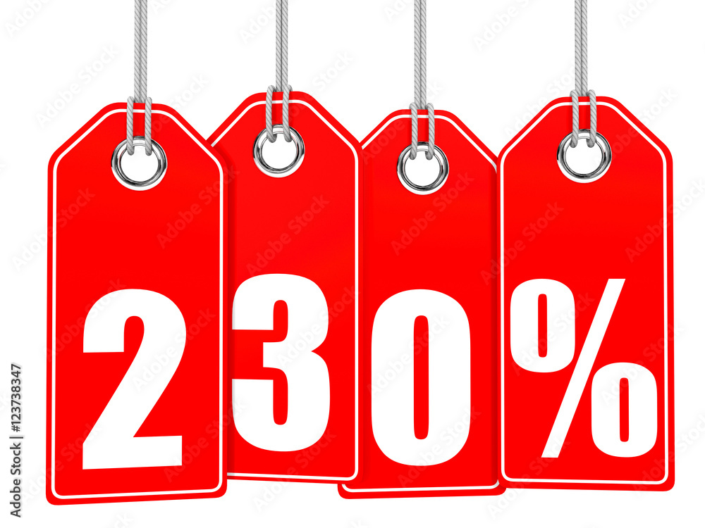 Discount 230 percent off. 3D illustration. Discount 230 percent off. 3D illustration.