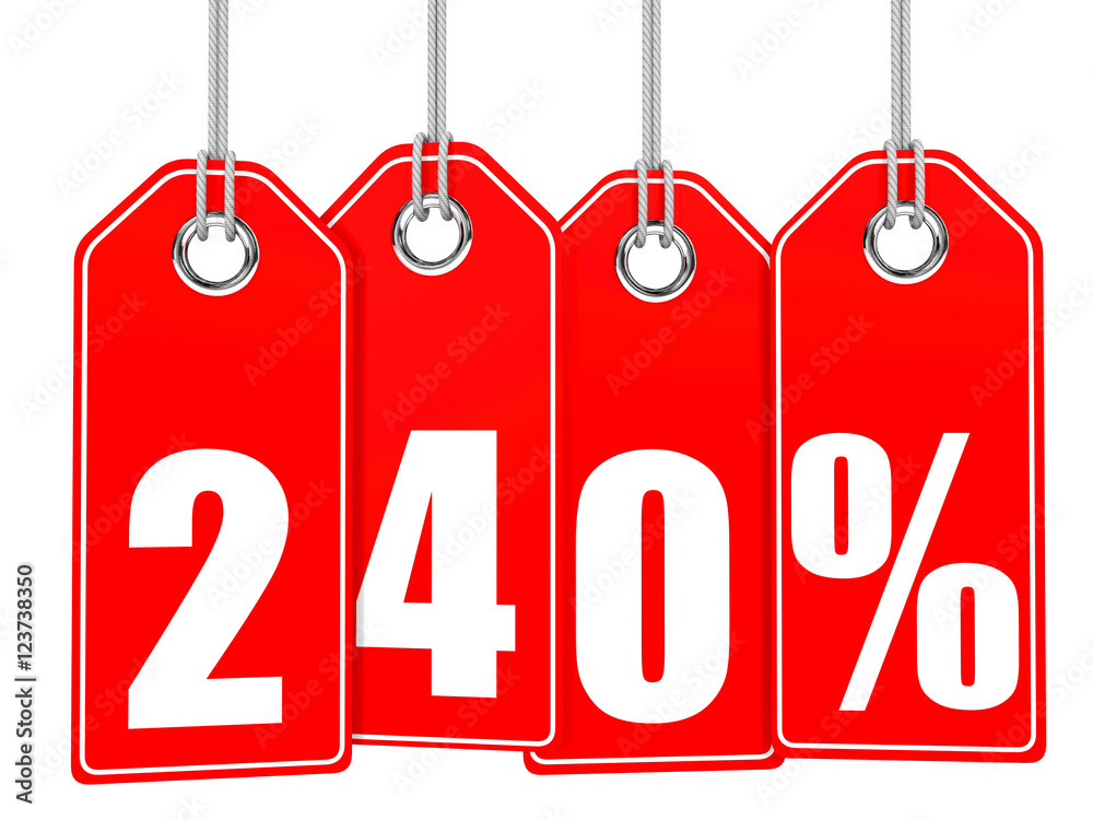 Discount 240 percent off. 3D illustration. Discount 240 percent off. 3D illustration.