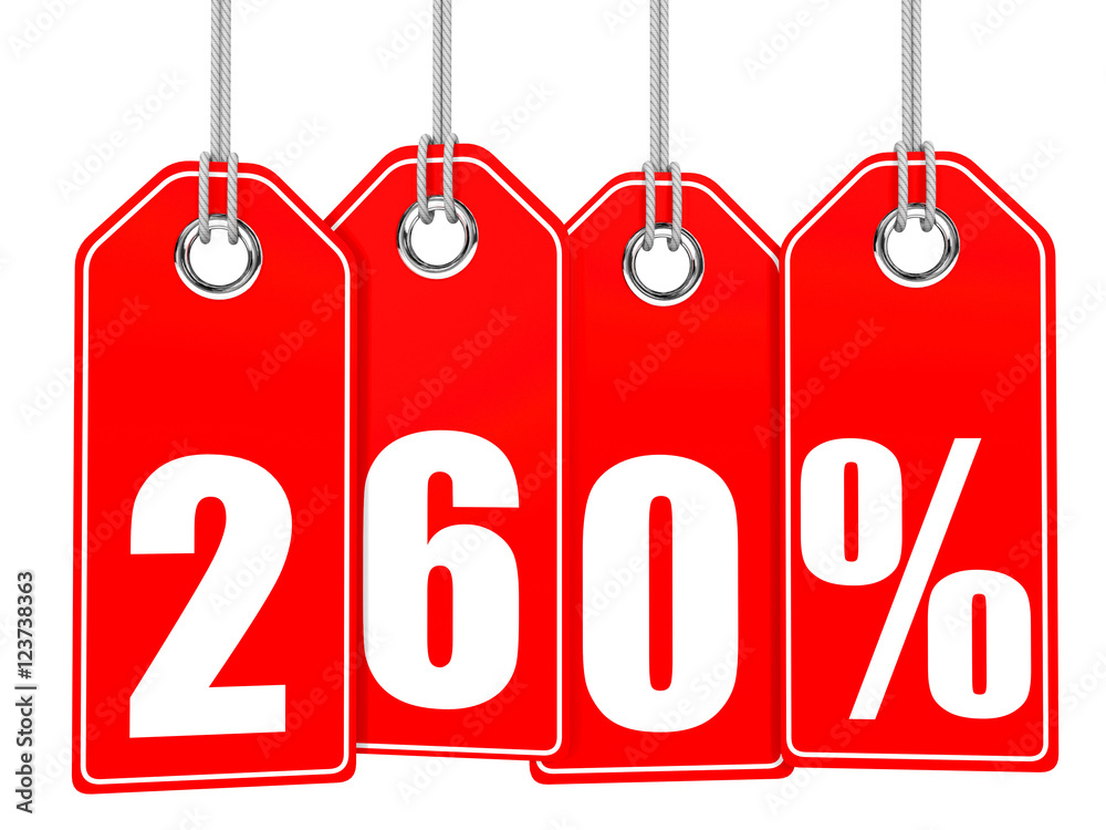 Discount 260 percent off. 3D illustration. Discount 260 percent off. 3D illustration.