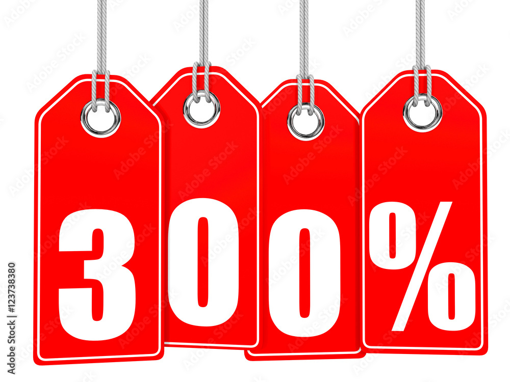 Discount 300 percent off. 3D illustration. Discount 300 percent off. 3D illustration.