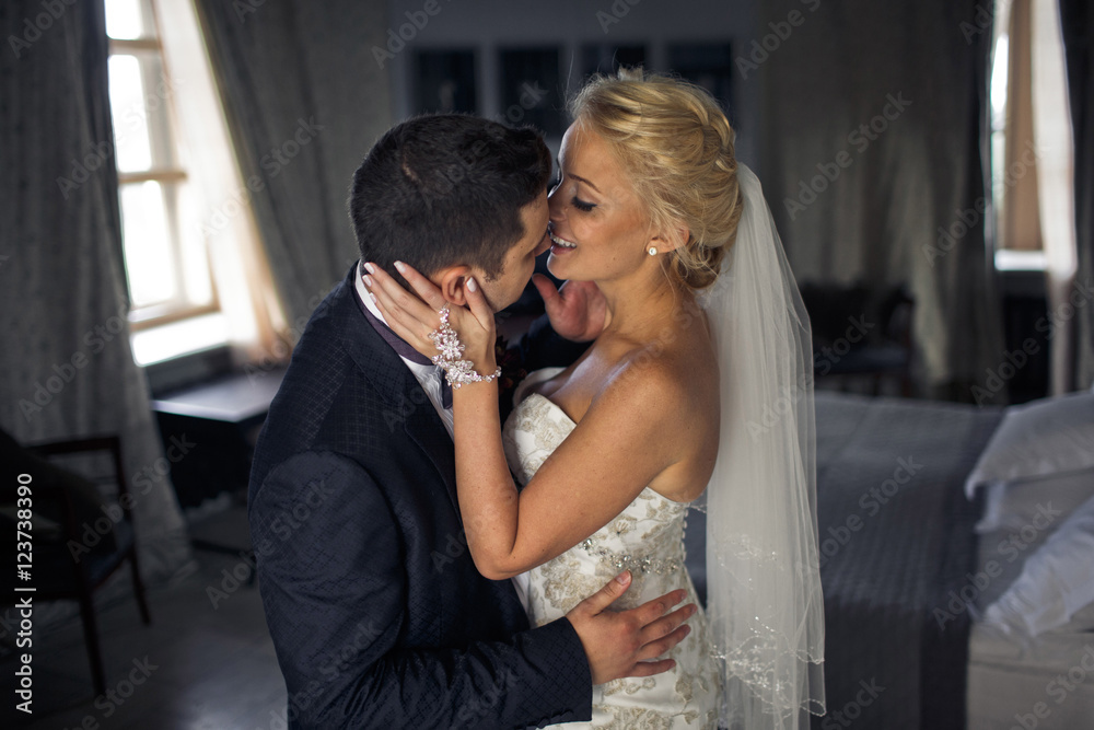 Bride is going to kiss her handsome groom Bride is going to kiss her handsome groom