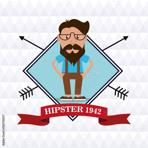 Man cartoon with mustache inside frame icon. Hipster style vintage retro fashion and culture theme. Colorful design. Polygonal background. Vector illustration