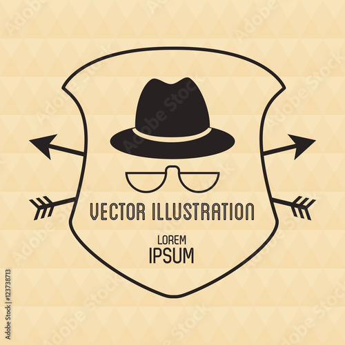 Hat and glasses icon. Hipster style vintage retro fashion and culture theme. Colorful design. Vector illustration