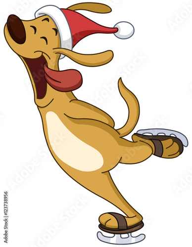 Ice skating dog