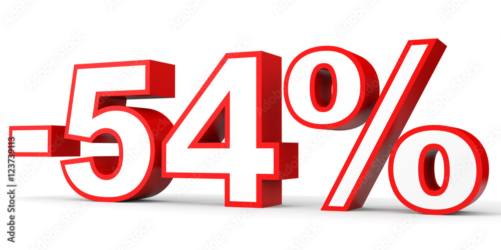 Discount 54 percent off. 3D illustration on white background. Discount 54 percent off. 3D illustration on white background.