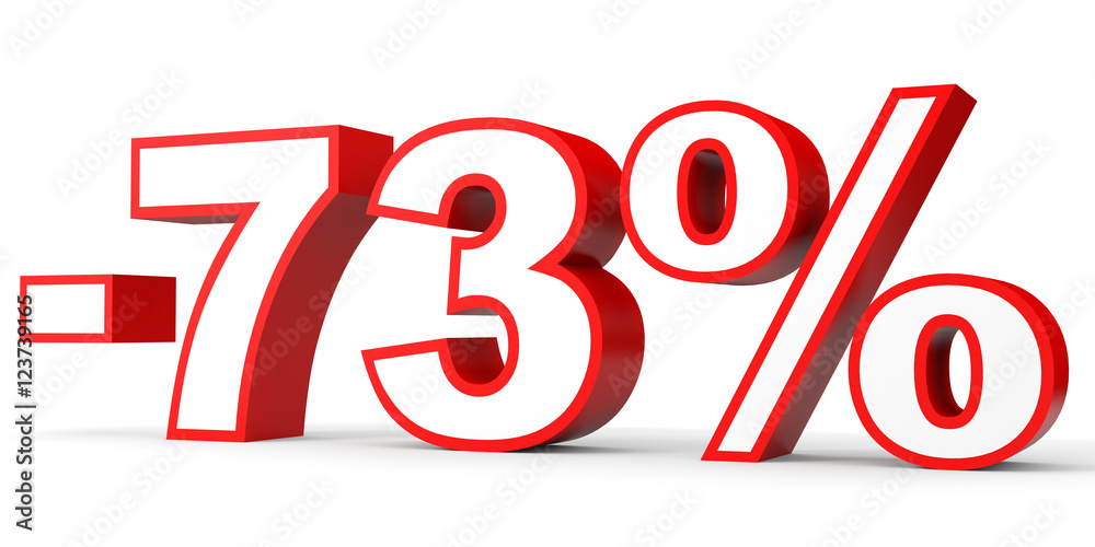 Discount 73 percent off. 3D illustration on white background.