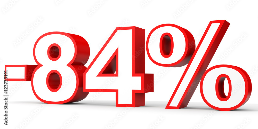Discount 84 percent off. 3D illustration on white background. Discount 84 percent off. 3D illustration on white background.