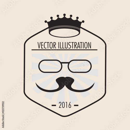 Crown glasses and mustache icon. Hipster style vintage retro fashion and culture theme. Colorful design. Vector illustration