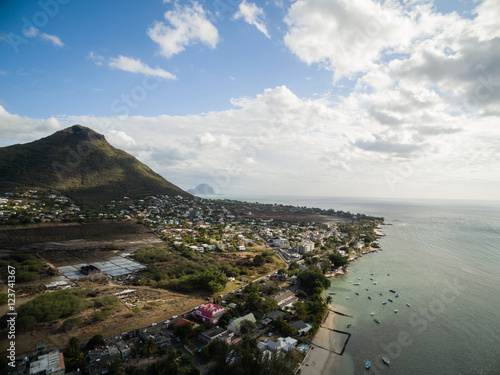 Aerial View: Tamarin Public Beach, Mauritius photo