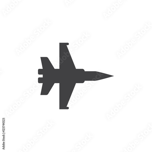 Military aircraft icon vector, plane solid logo illustration, jet fighter pictogram isolated on white