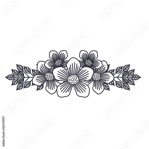 Flower and leaves icon. Plant floral garden nature and decoration theme. Isolated design. Vector illustration