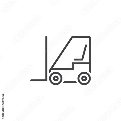 forklift line icon, lift truck outline vector logo illustration, linear pictogram isolated on white