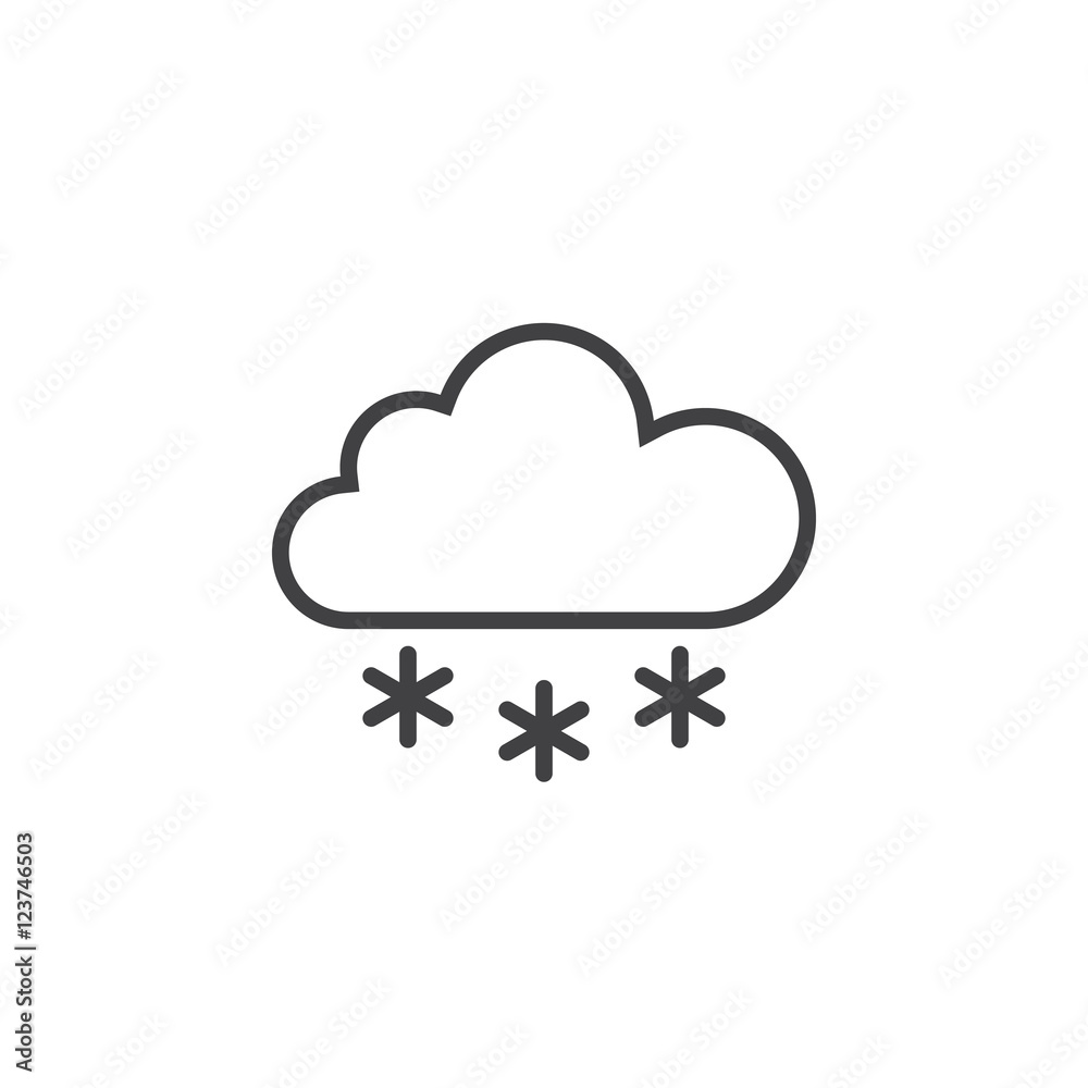 Cloud snow line icon, outline vector logo illustration, linear pictogram isolated on white