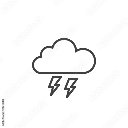 thunderstorm line icon, outline vector logo illustration, linear pictogram isolated on white