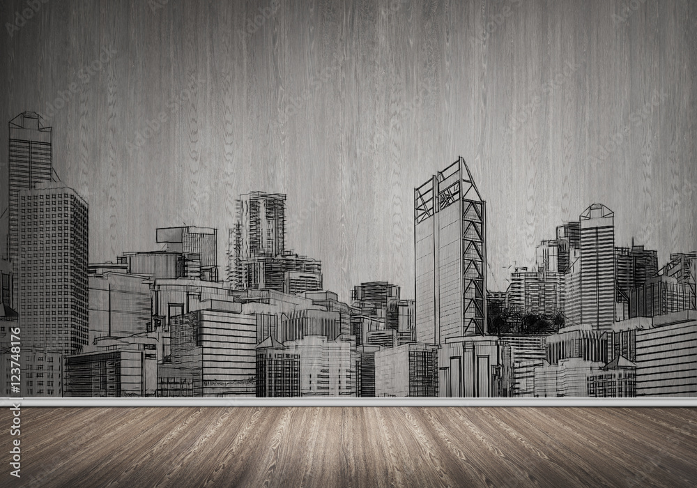 Fototapeta premium City design on wall