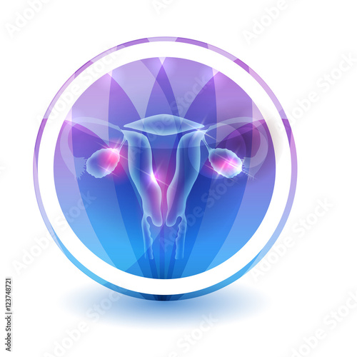 Female uterus Sign, round shape colorful overlay flower petals