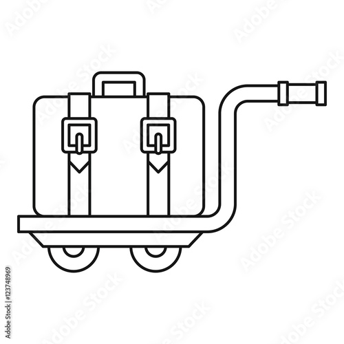 Suitcase on a cart icon. Outline illustration of suitcase on a cart vector icon for web