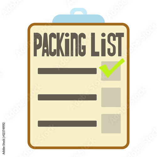 Clipboard with packing list icon. Cartoon illustration of packing list vector icon for web