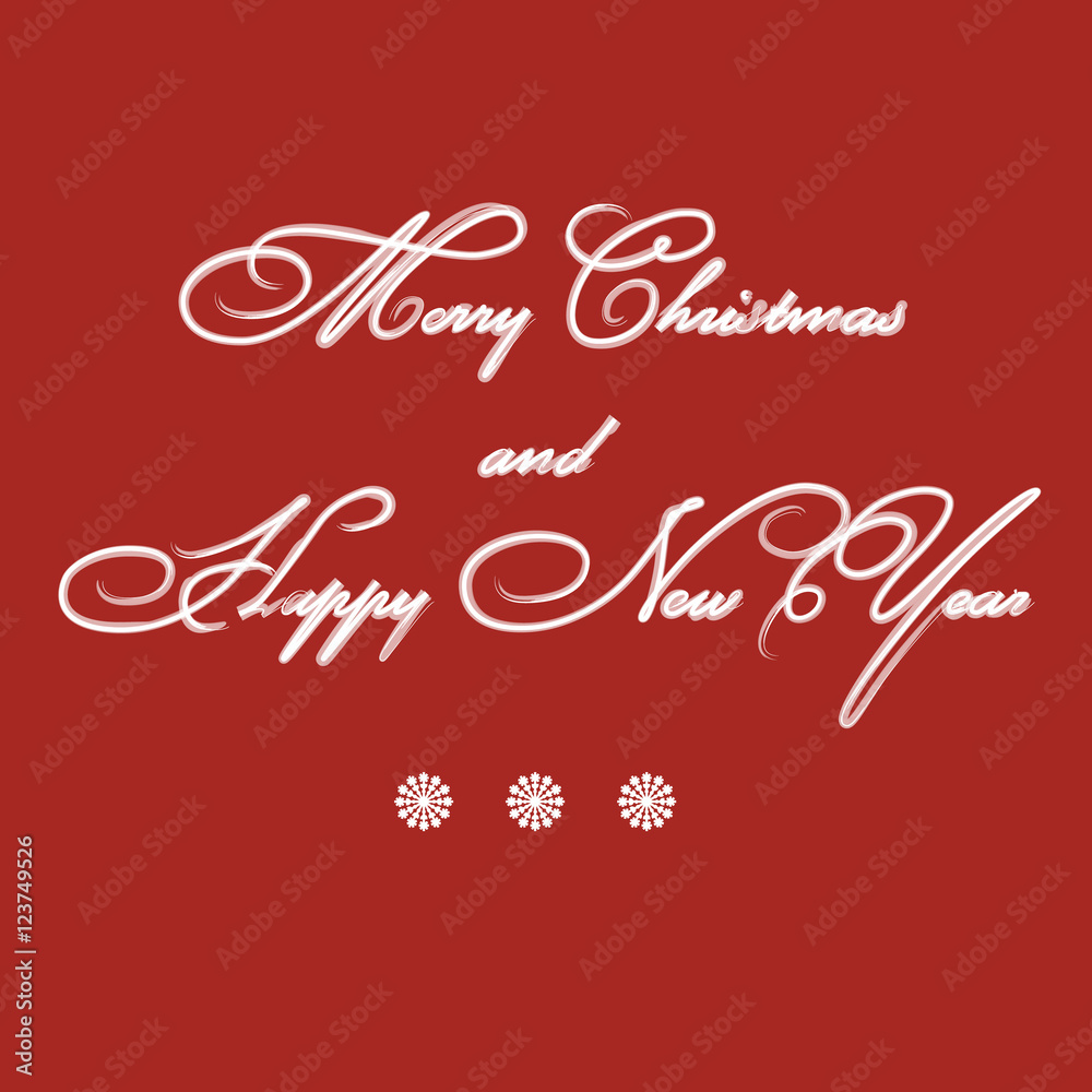Christmas card - calligraphic letters on a RED background Christmas card - calligraphic letters on a RED background
