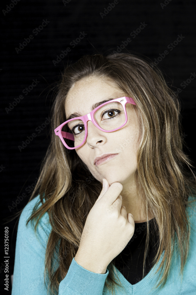 Nerdy woman studying Nerdy woman studying